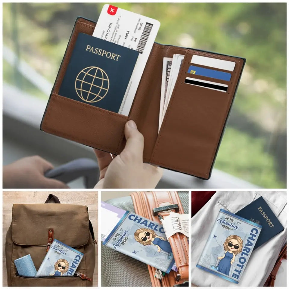 Vivez sans excuses, voyagez sans regrets ! Étui de passeport personnalisé, porte-passeport, cadeau de vacances, cadeau pour les amoureux du voyage d'aventure.