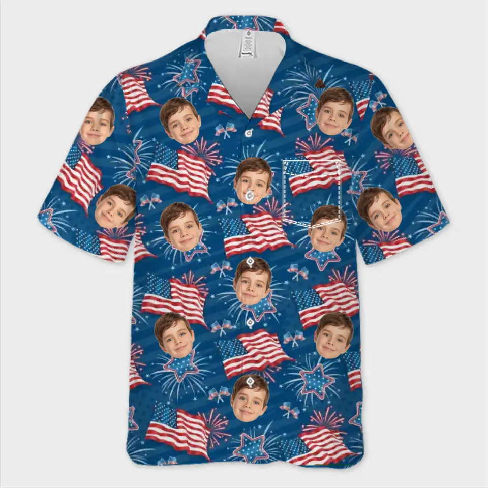 T-shirt hawaïen unisexe personnalisé avec photo pour les vacances en famille - Cadeau idéal pour les vacances d'été
