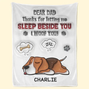 Merci de nous avoir permis de dormir à vos côtés - Couverture personnalisée pour chien, effet gonflable 3D, imprimée - Fête des pères, cadeau pour les propriétaires d'animaux et les amoureux des animaux