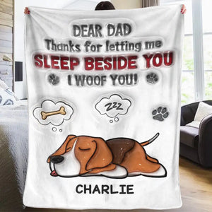 Merci de nous avoir permis de dormir à vos côtés - Couverture personnalisée pour chien, effet gonflable 3D, imprimée - Fête des pères, cadeau pour les propriétaires d'animaux et les amoureux des animaux