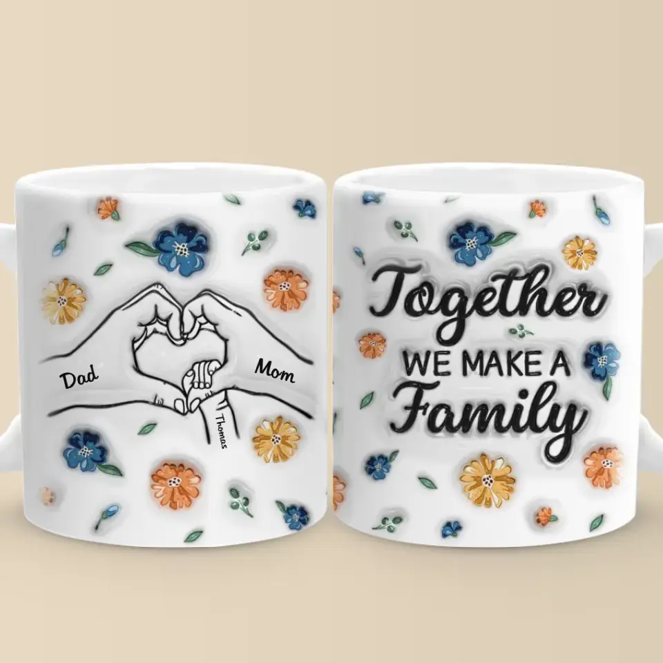 Une famille heureuse n'est qu'un paradis précoce - Mug personnalisé avec effet gonflé 3D - Cadeau pour les membres de la famille