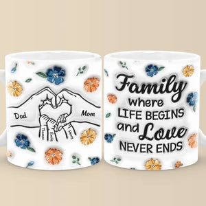 Une famille heureuse n'est qu'un paradis précoce - Mug personnalisé avec effet gonflé 3D - Cadeau pour les membres de la famille