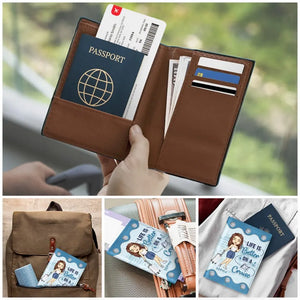 Les aventures remplissent le cœur et l'âme - Étui de passeport personnalisé pour voyage, porte-passeport - Cadeau de vacances, cadeau pour les amateurs de voyages d'aventure