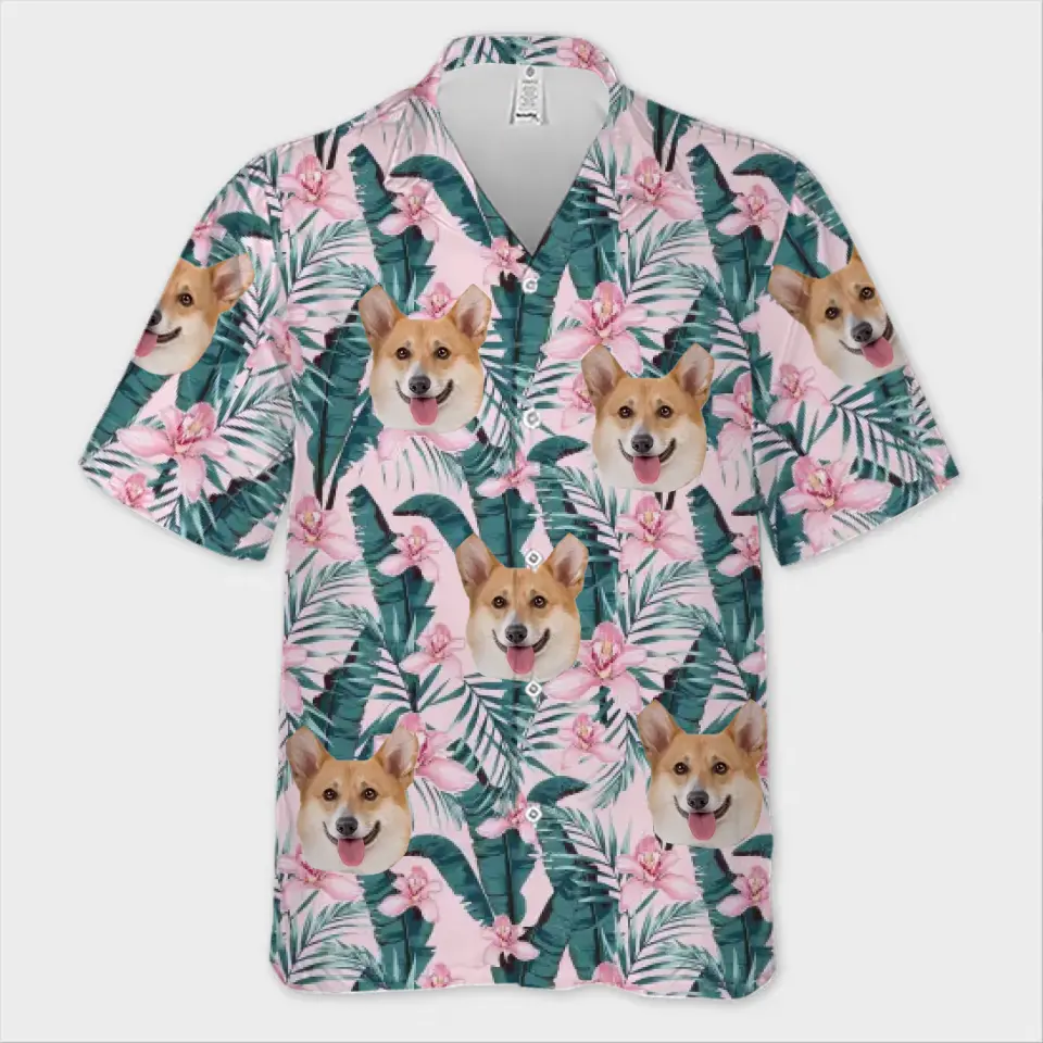 T-shirt hawaïen unisexe personnalisé avec photo tropicale - Cadeau pour la famille, les propriétaires d'animaux et les amoureux des animaux AMZ
