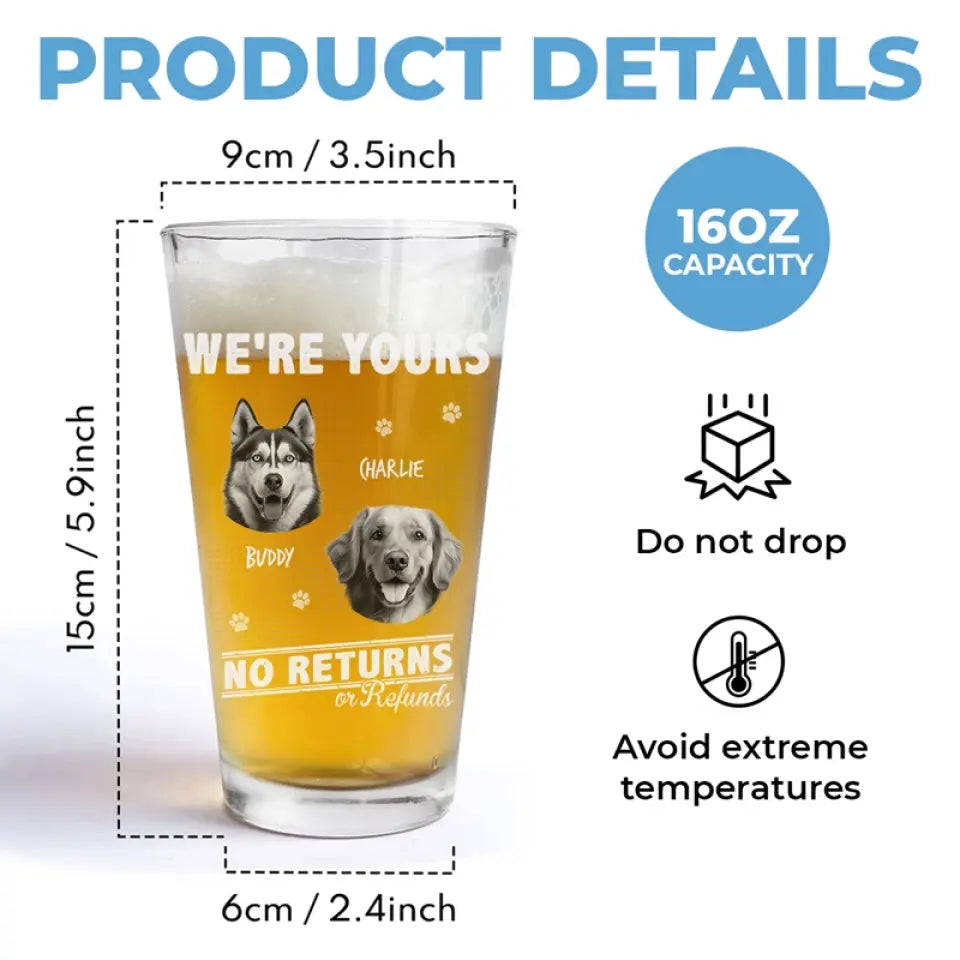 Verre à bière personnalisé avec photo « Je travaille jusqu'à l'heure de la bière » - Cadeau pour propriétaires et amoureux des animaux