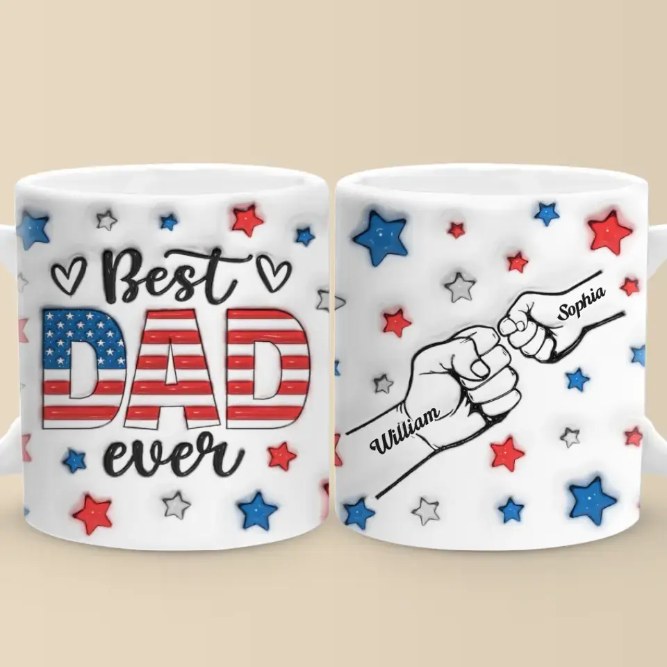La famille signifie que personne n'est laissé pour compte - Mug personnalisé avec effet gonflé 3D - Cadeau pour la fête des pères