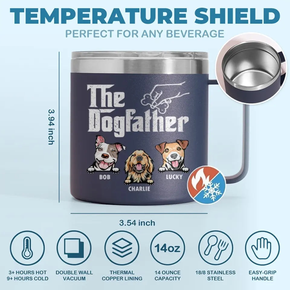 Nous vous adressons un grand merci tous les jours ! Gobelet personnalisé en acier inoxydable de 14 oz avec poignée pour chien ! Cadeau idéal pour les propriétaires et les amoureux des animaux.