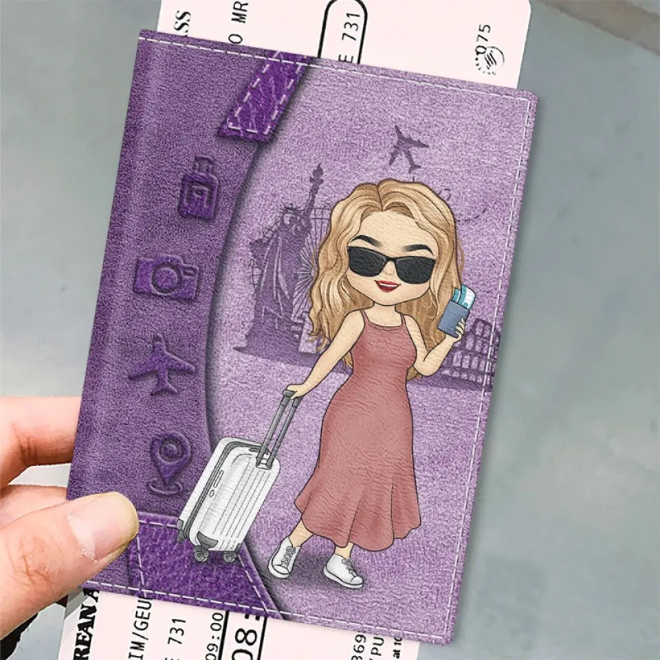 Voyagez assez loin, vous vous rencontrez - Étui de passeport personnalisé, porte-passeport - Cadeau de vacances, cadeau pour les amateurs de voyages d'aventure