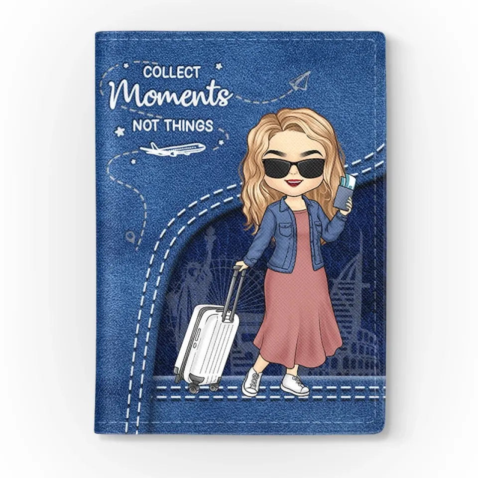 Explorer le monde, voyager en voyageant - Étui de passeport personnalisé, porte-passeport - Cadeau de vacances, cadeau pour les amateurs de voyages d'aventure