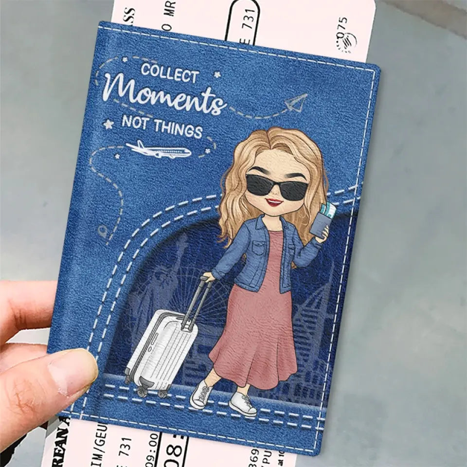 Explorer le monde, voyager en voyageant - Étui de passeport personnalisé, porte-passeport - Cadeau de vacances, cadeau pour les amateurs de voyages d'aventure