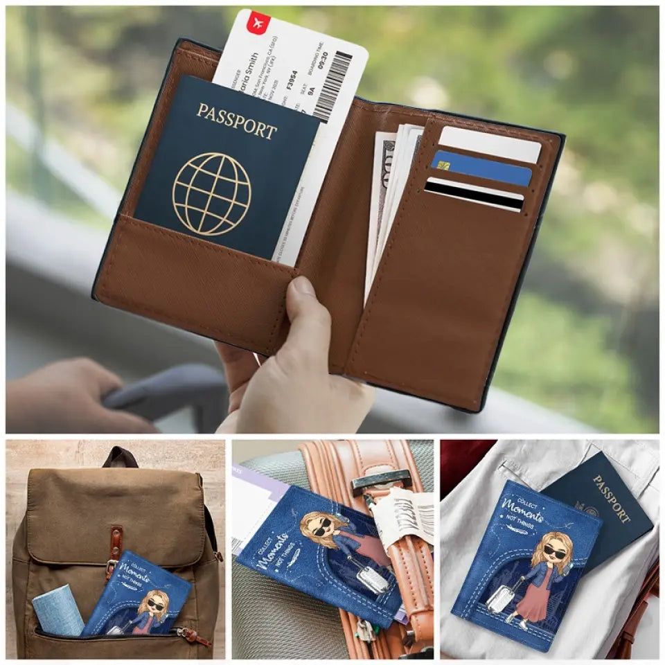 Explorer le monde, voyager en voyageant - Étui de passeport personnalisé, porte-passeport - Cadeau de vacances, cadeau pour les amateurs de voyages d'aventure