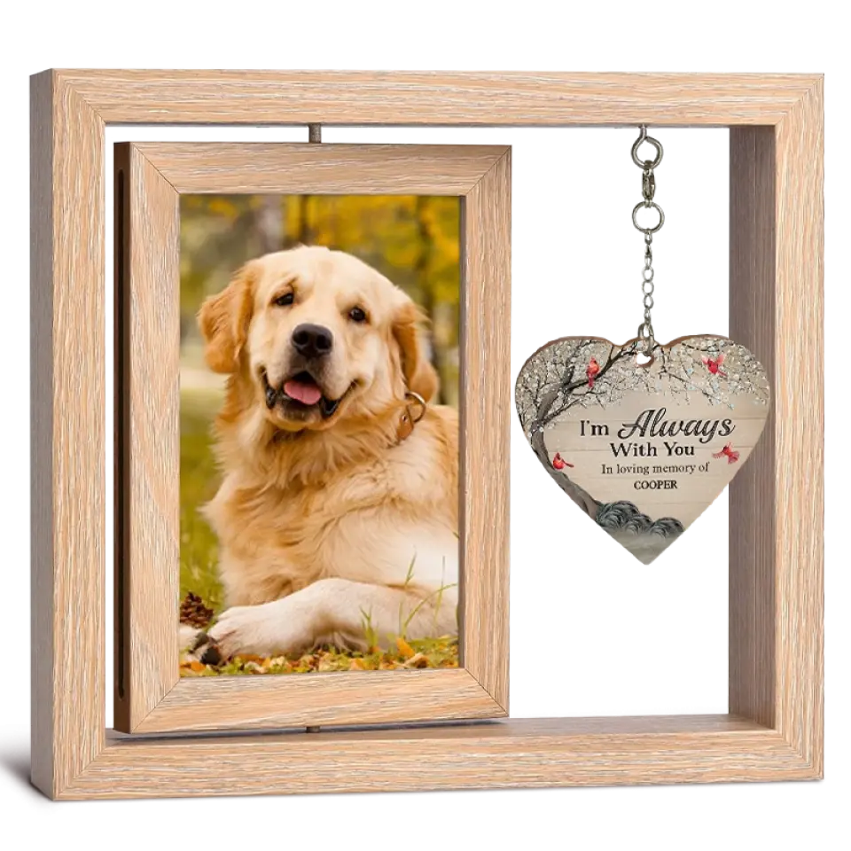 C'est difficile de te dire au revoir - Cadre photo en bois rotatif personnalisé commémoratif - Cadeau de condoléances pour les propriétaires d'animaux de compagnie et les amoureux des animaux