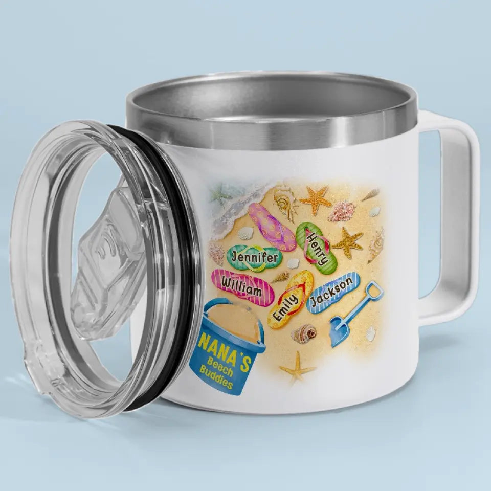 Nous sommes vos amis de plage - Gobelet personnalisé en acier inoxydable de 14 oz avec poignée - Cadeau pour maman, grand-mère