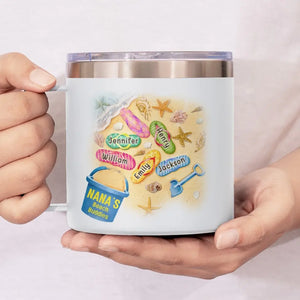 Nous sommes vos amis de plage - Gobelet personnalisé en acier inoxydable de 14 oz avec poignée - Cadeau pour maman, grand-mère