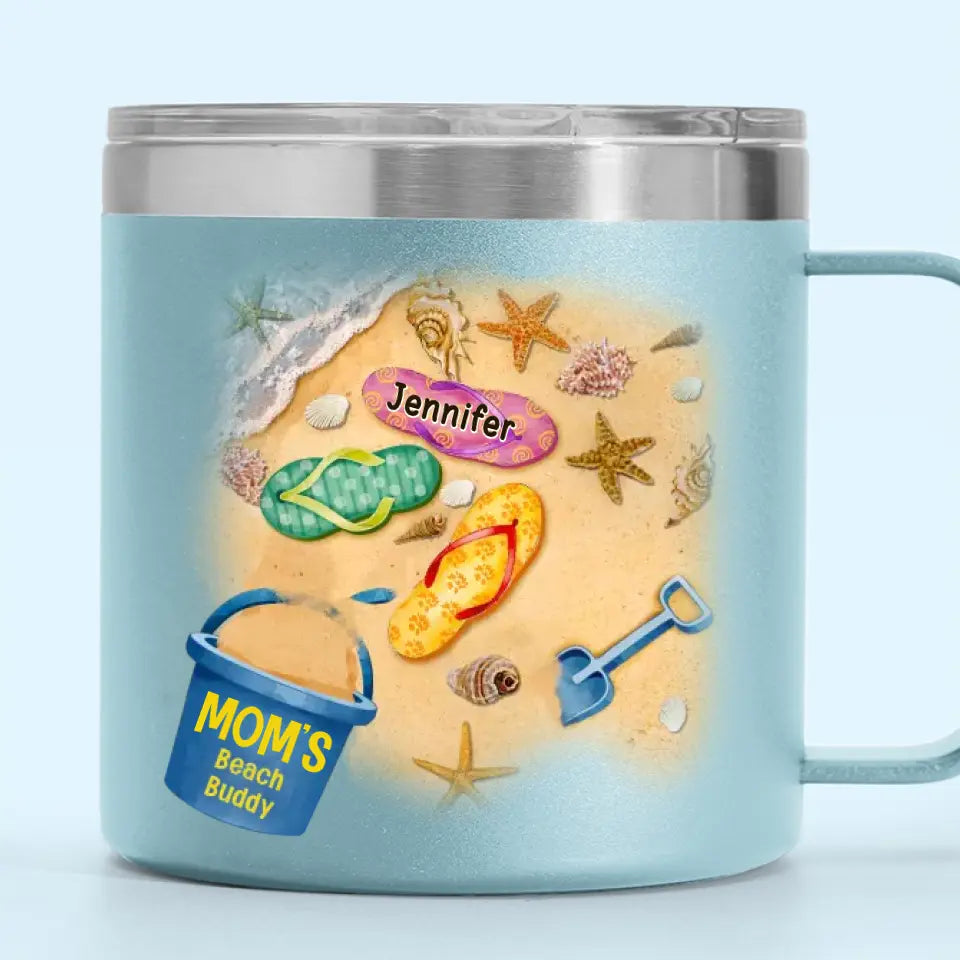 Nous sommes vos amis de plage - Gobelet personnalisé en acier inoxydable de 14 oz avec poignée - Cadeau pour maman, grand-mère