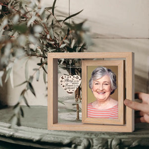 Aimé et rappelé pour toujours - Cadre photo rotatif personnalisé en bois - Cadeau de condoléances pour les membres de la famille