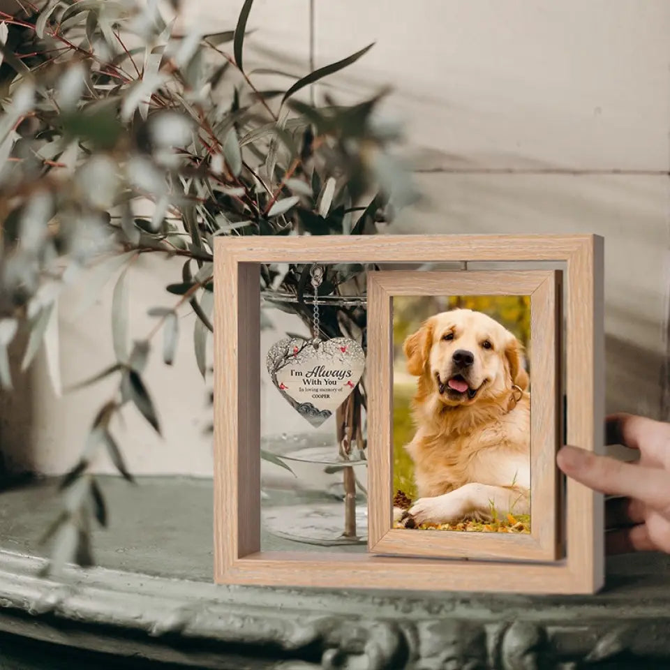 C'est difficile de te dire au revoir - Cadre photo en bois rotatif personnalisé commémoratif - Cadeau de condoléances pour les propriétaires d'animaux de compagnie et les amoureux des animaux