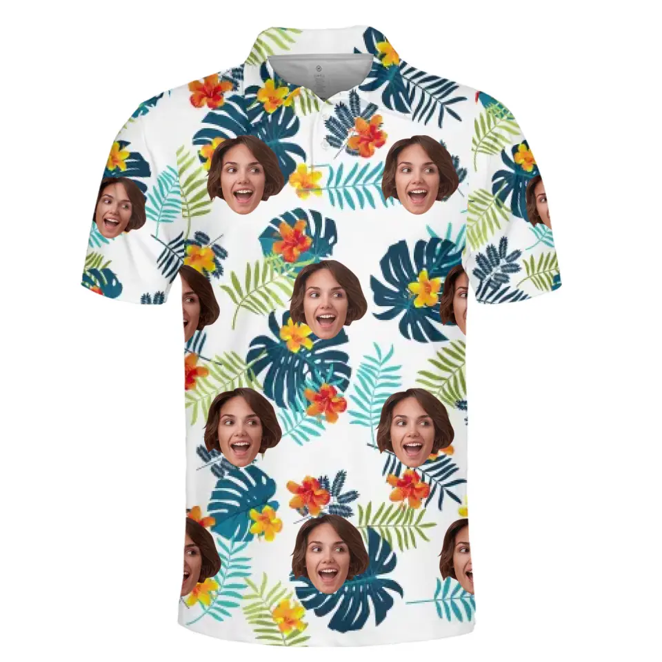 Polo personnalisé avec photo « Joyeux moments et bon soleil » - Imprimé intégral personnalisé pour la famille - Cadeau de vacances d'été, cadeau pour les membres de la famille