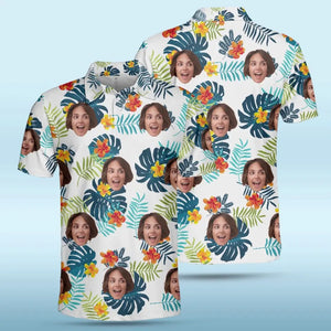 Polo personnalisé avec photo « Joyeux moments et bon soleil » - Imprimé intégral personnalisé pour la famille - Cadeau de vacances d'été, cadeau pour les membres de la famille