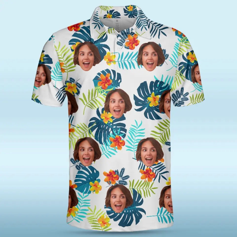 Polo personnalisé avec photo « Joyeux moments et bon soleil » - Imprimé intégral personnalisé pour la famille - Cadeau de vacances d'été, cadeau pour les membres de la famille