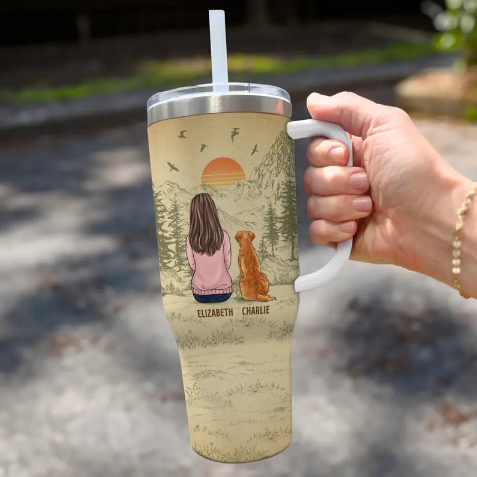 Juste une fille qui aime les chiens - Gobelet personnalisé en acier inoxydable de 113 ml avec poignée - Cadeau de condoléances pour les propriétaires de chiens et les amoureux des chiens