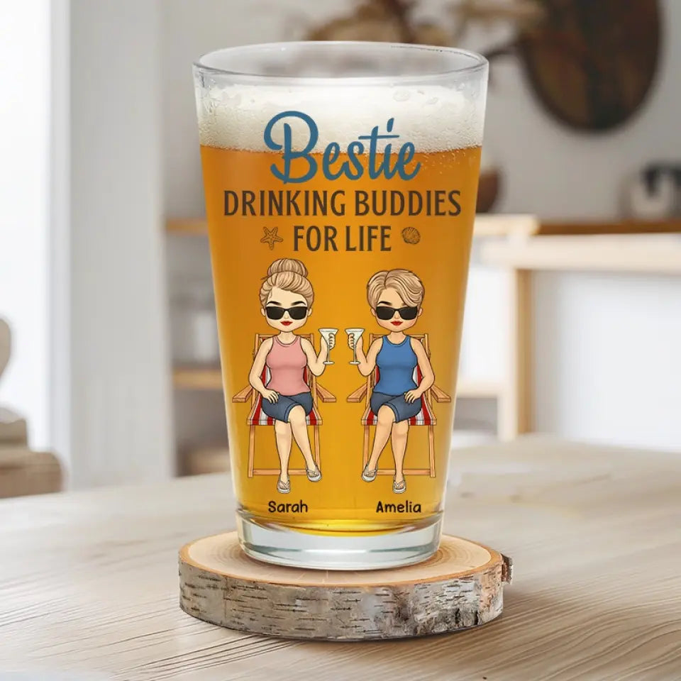 Meilleurs amis pour la vie - Verre à bière personnalisé - Cadeau de vacances d'été pour les meilleures amies, meilleures amies, sœurs, collègues