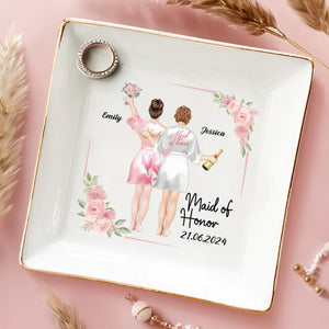 Célébrer l'amour et l'amitié - Plat à bijoux personnalisé pour meilleure amie - Cadeau de mariage, cadeau de demoiselle d'honneur pour meilleures amies, meilleures amies, sœurs
