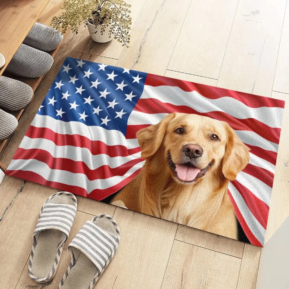 Tapis décoratif personnalisé avec photo « Home Is Where Love Residents » pour chien et chat – Cadeau de pendaison de crémaillère pour propriétaires et amoureux des animaux