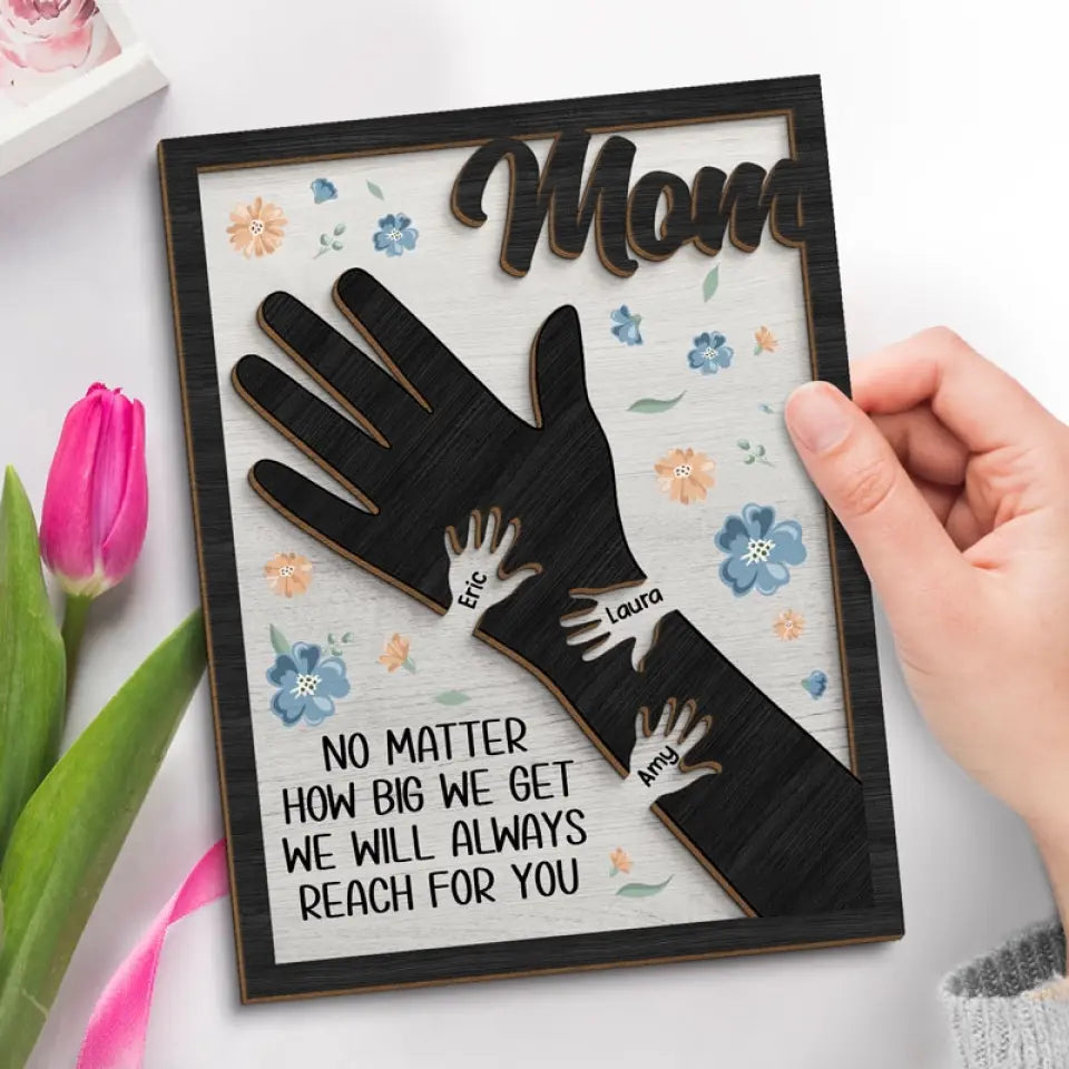 Votre amour unit notre famille - Plaque en bois personnalisée à 2 couches avec support - Cadeau pour maman, grand-mère