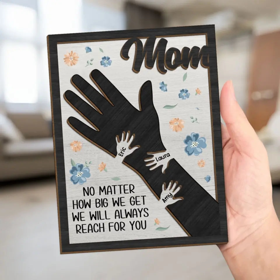 Votre amour unit notre famille - Plaque en bois personnalisée à 2 couches avec support - Cadeau pour maman, grand-mère