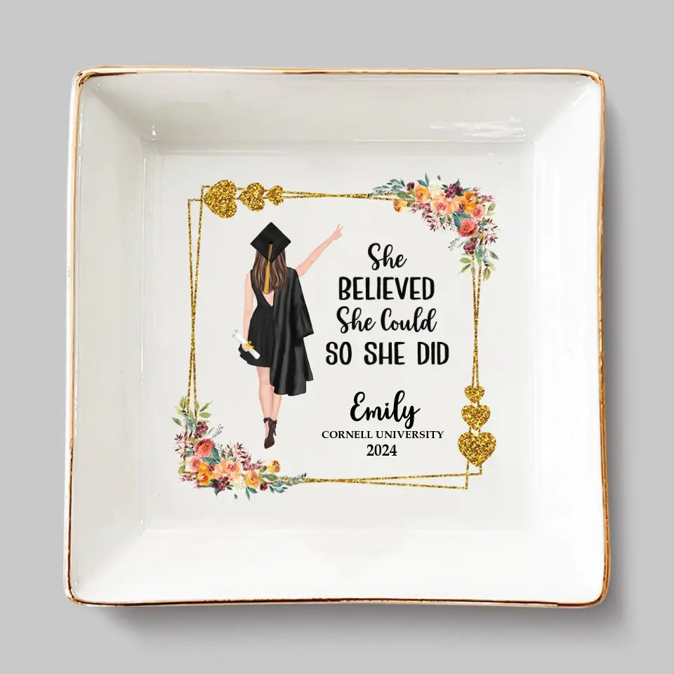 Félicitations pour votre nouveau morceau de papier - Plat à bijoux personnalisé pour la famille - Cadeau de remise de diplôme pour les membres de la famille, les frères et sœurs