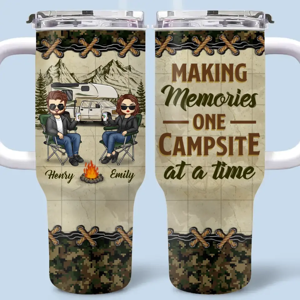 Au milieu de nulle part, ensemble - Camping personnalisé Gobelet en acier inoxydable de 113 ml avec poignée - Cadeau pour mari, femme et amoureux du camping