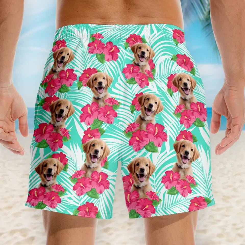 Custom Photo Let The Summer Begin - Dog & Cat Personalized Custom Tropical Hawaiian Aloha Men Beach Shorts - Summer Vacation Gift, Birthday Party Gift For Pet Owners, Pet Lovers