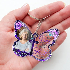 Porte-clés photo personnalisé « Vivre comme un papillon » en acrylique, souvenir personnalisé, cadeau de condoléances pour les membres de la famille.