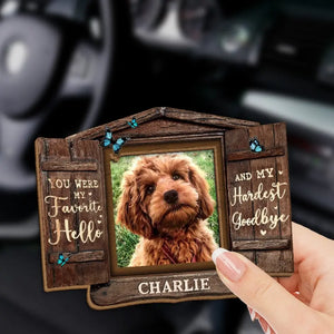Photo personnalisée « Tu étais mon préféré » Bonjour - Clip de pare-soleil de voiture personnalisé commémoratif - Cadeau de condoléances pour les propriétaires d'animaux et les amoureux des animaux