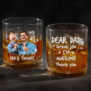 Photo personnalisée : J'ai enfin un compagnon de boisson - Verre à whisky personnalisé pour la famille - Cadeau pour papa, grand-père