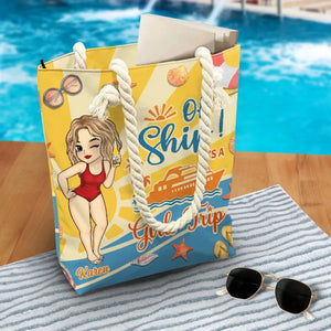 Oh Ship, c'est un voyage entre filles - Sac de plage personnalisé Bestie - Cadeau de vacances d'été pour meilleures amies, meilleures amies, sœurs