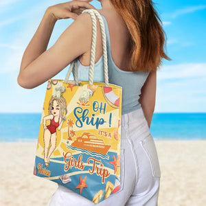Oh Ship, c'est un voyage entre filles - Sac de plage personnalisé Bestie - Cadeau de vacances d'été pour meilleures amies, meilleures amies, sœurs