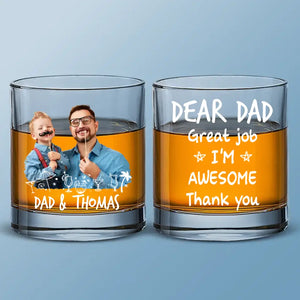 Photo personnalisée : J'ai enfin un compagnon de boisson - Verre à whisky personnalisé pour la famille - Cadeau pour papa, grand-père