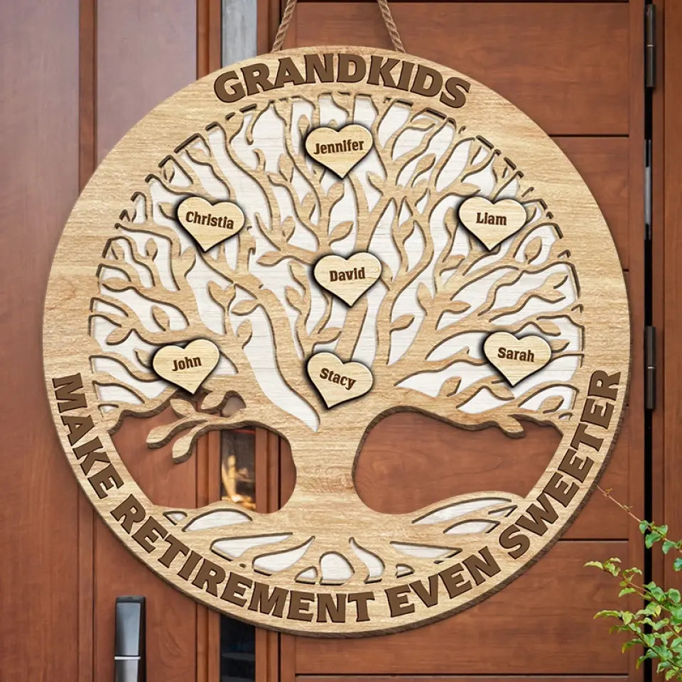 Un petit-enfant rend la retraite encore plus douce ! Panneau en bois personnalisé ! Cadeau pour maman et grand-mère