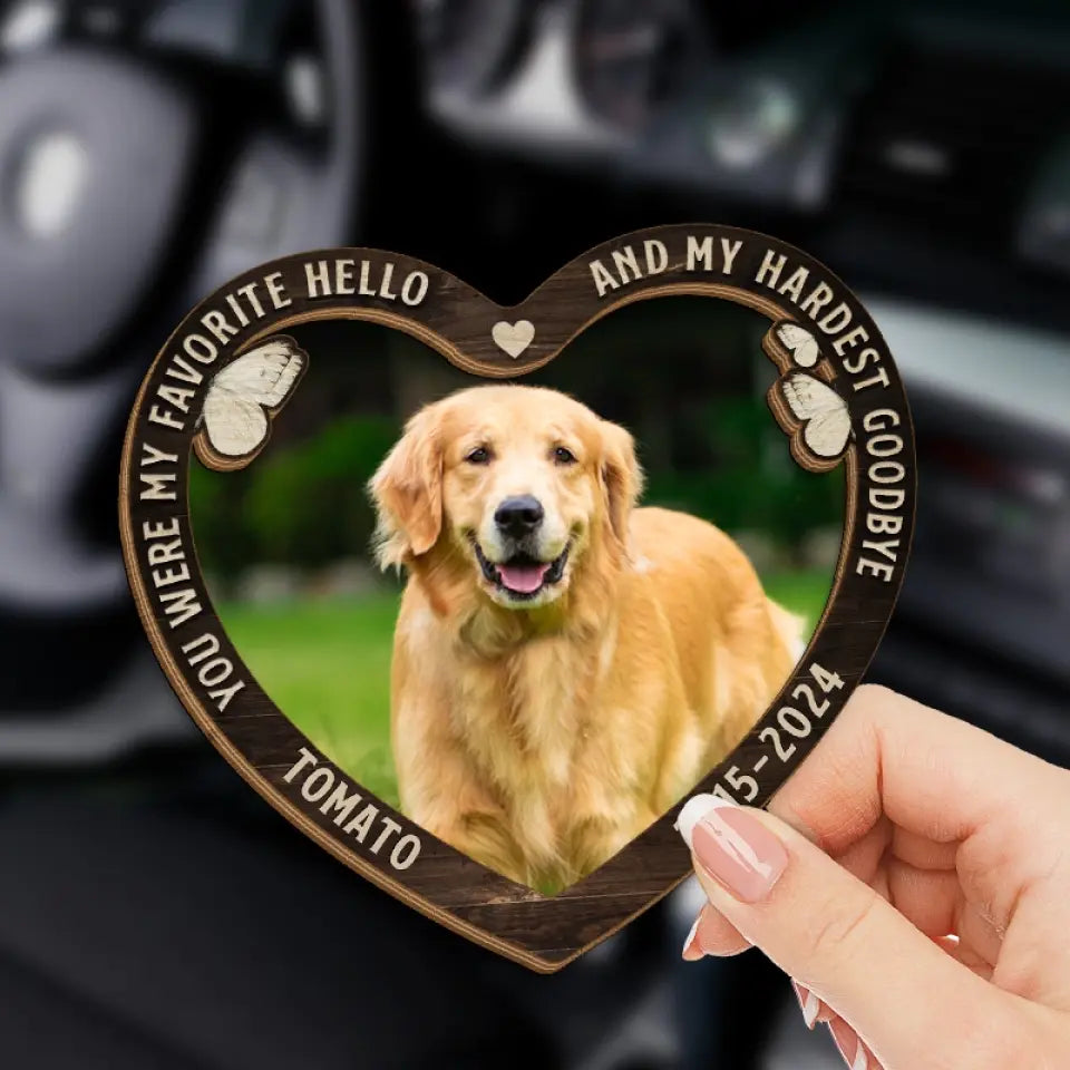 Photo personnalisée « Tu as été mon adieu le plus dur » - Clip de pare-soleil de voiture personnalisé commémoratif - Cadeau de condoléances pour les propriétaires d'animaux et les amoureux des animaux