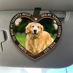Photo personnalisée « Tu as été mon adieu le plus dur » - Clip de pare-soleil de voiture personnalisé commémoratif - Cadeau de condoléances pour les propriétaires d'animaux et les amoureux des animaux
