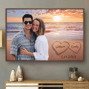 Photo personnalisée « Une vie heureuse avec toi » - Affiche horizontale personnalisée pour couple - Cadeau pour mari et femme, anniversaire