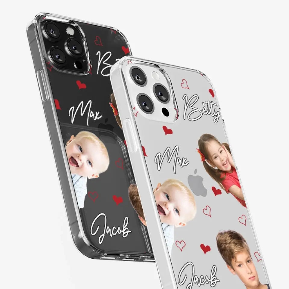 Photo personnalisée « Je t'aime tellement » - Coque de téléphone transparente personnalisée pour famille - Cadeau pour maman, grand-mère