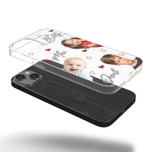 Photo personnalisée « Je t'aime tellement » - Coque de téléphone transparente personnalisée pour famille - Cadeau pour maman, grand-mère
