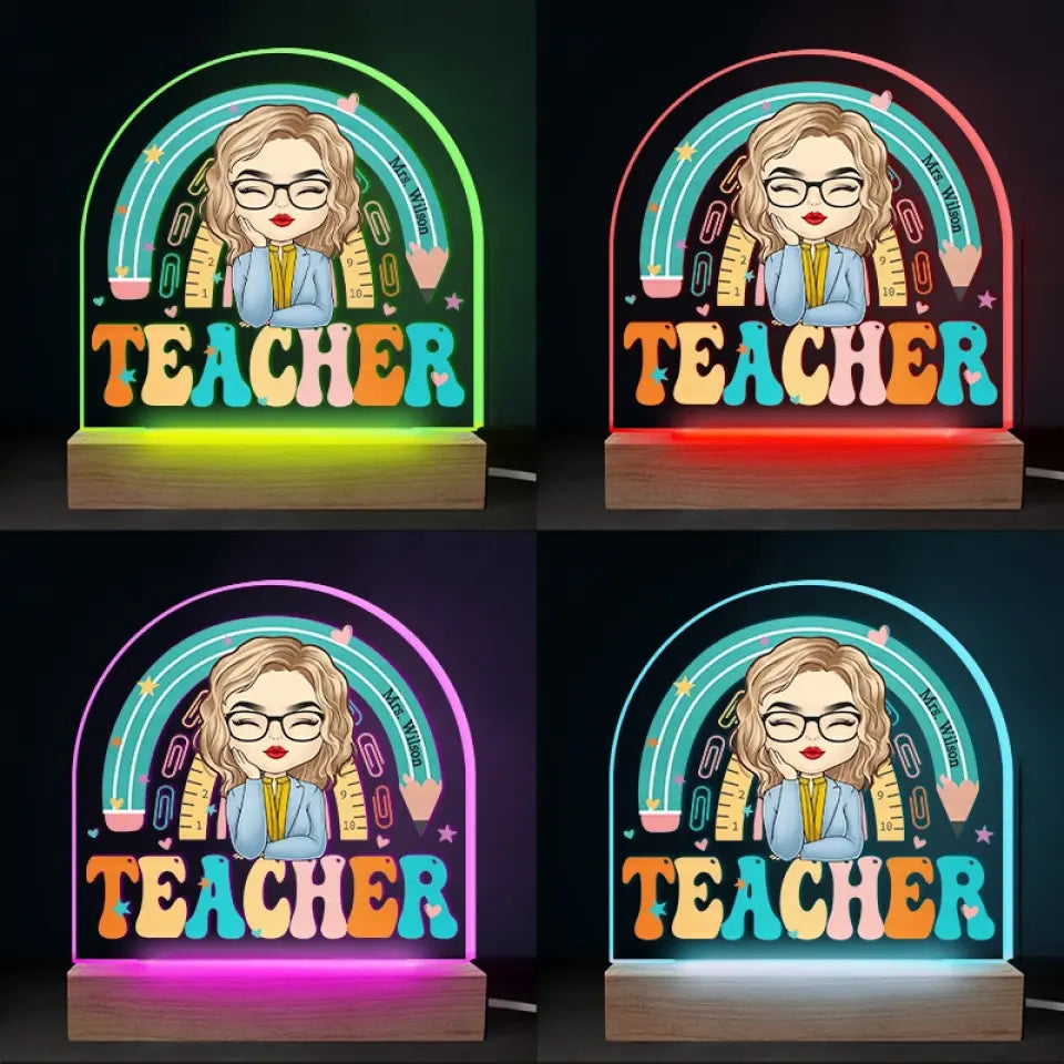 Reine de la classe - Lampe LED 3D personnalisée pour enseignant - Cadeau pour enseignant