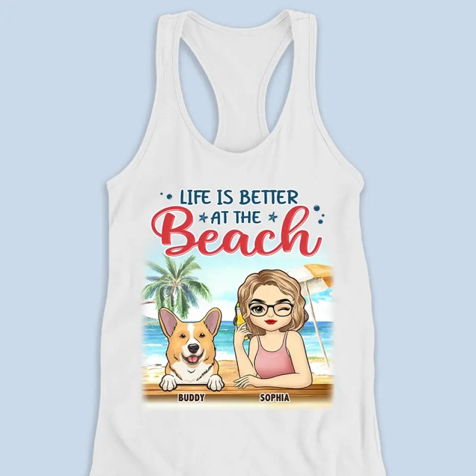 La vie est meilleure à la plage - Débardeur dos nageur personnalisé pour chien - Cadeau pour les propriétaires et les amoureux des animaux