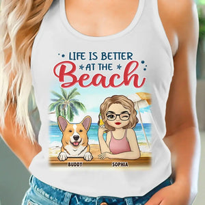 La vie est meilleure à la plage - Débardeur dos nageur personnalisé pour chien - Cadeau pour les propriétaires et les amoureux des animaux