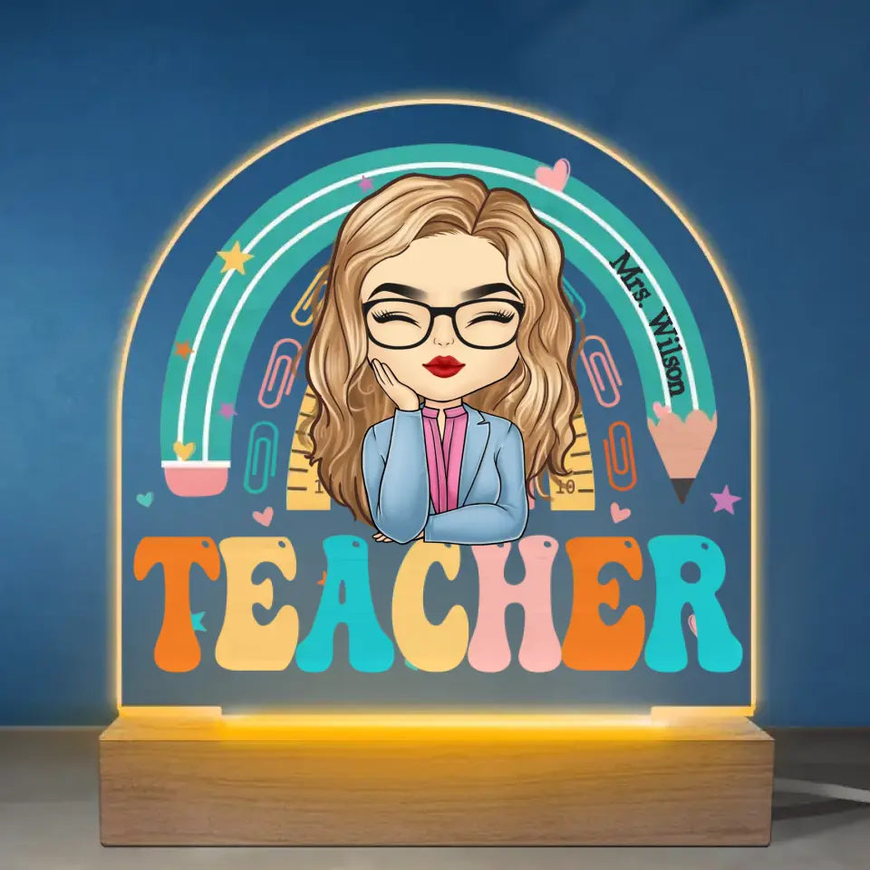 Reine de la classe - Lampe LED 3D personnalisée pour enseignant - Cadeau pour enseignant