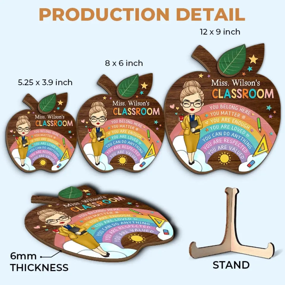 Welcome To My Classroom - Teacher Personalized Custom 2-Layered Wooden Plaque With Stand - Gift For Teacher